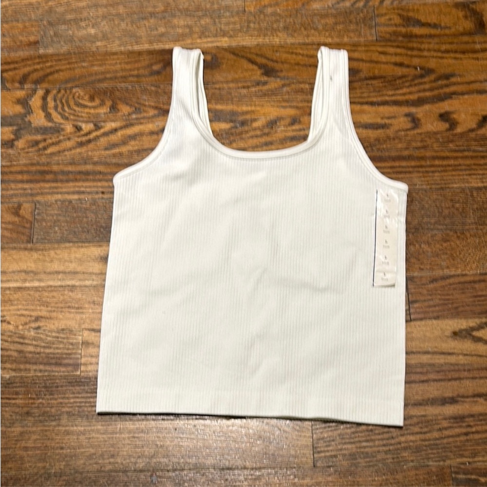 Women's White Ribbed Tank Top